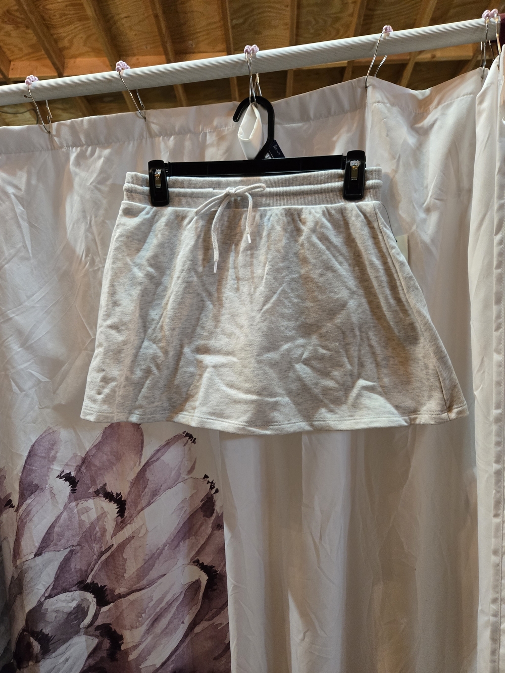 No Boundaries Light Gray Drawstring Skater Skirt